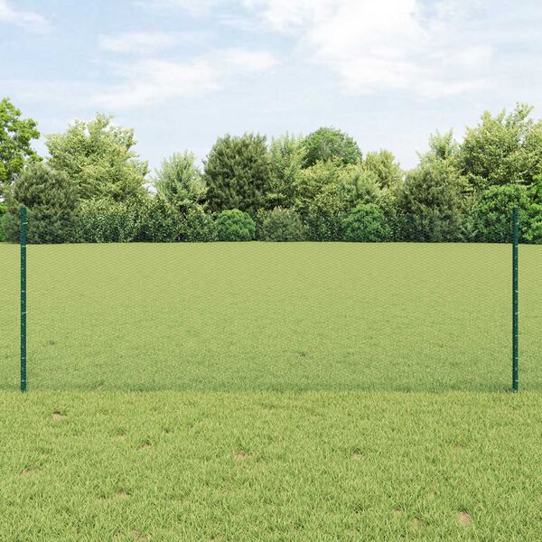 vidaXL Valla con Poste Verde 0,8 x 50 m Acero y PVC