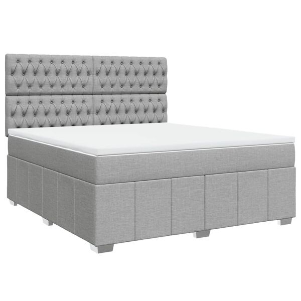 vidaXL Cama box spring con colch&oacute;n tela gris claro 180x200 cm