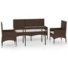 vidaXL Set muebles de jard&iacute;n 4 piezas y cojines rat&aacute;n sint&eacute;tico marr&oacute;n
