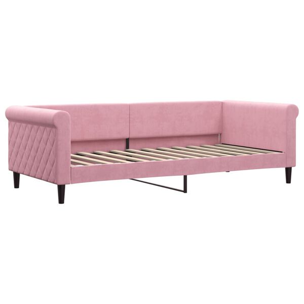 vidaXL Sof&aacute; cama con colch&oacute;n terciopelo rosa 90x200 cm