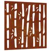vidaXL Adorno de pared de jard&iacute;n acero corten dise&ntilde;o bamb&uacute; 55x55 cm