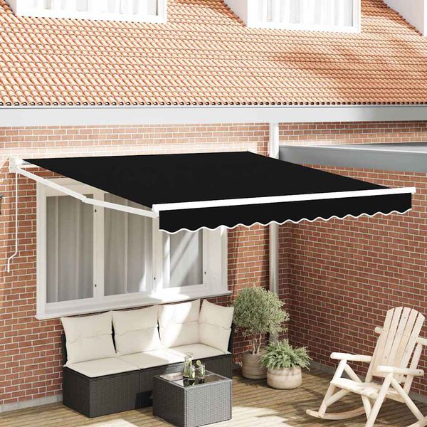 vidaXL Toldo Manual Negro 3 x 2,5 m Poliester y metal