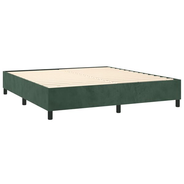 vidaXL Cama box spring con colch&oacute;n terciopelo verde oscuro 160x200 cm