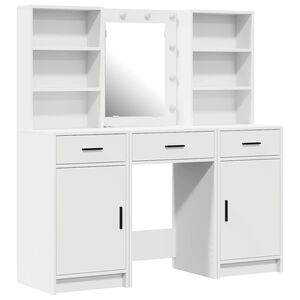 vidaXL Conjunto de mesa de vestidor con LED 3 uds.
