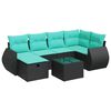 vidaXL Set de sof&aacute;s de jard&iacute;n 7 pzas con cojines rat&aacute;n sint&eacute;tico negro