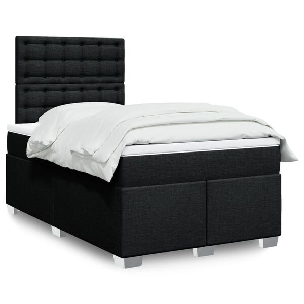 vidaXL Cama box spring con colch&oacute;n tela negro 120x190 cm