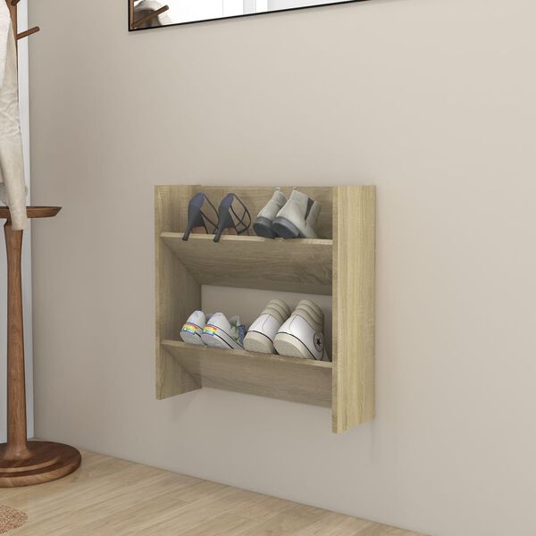 vidaXL Zapatero de pared madera contrachapada roble Sonoma 60x18x60 cm