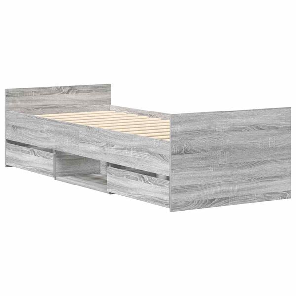 vidaXL Estructura de cama con cabecero piecero gris Sonoma 90x190 cm