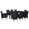 vidaXL Juego de comedor de jard&iacute;n 9 piezas rat&aacute;n sint&eacute;tico negro