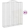 vidaXL Cestas de gaviones 5 uds forma de arco hierro 200x50x220/240 cm