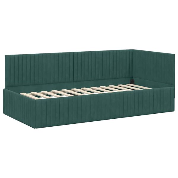 vidaXL Estructura de cama en esquina Verde oscuro 90 cm x 200 cm