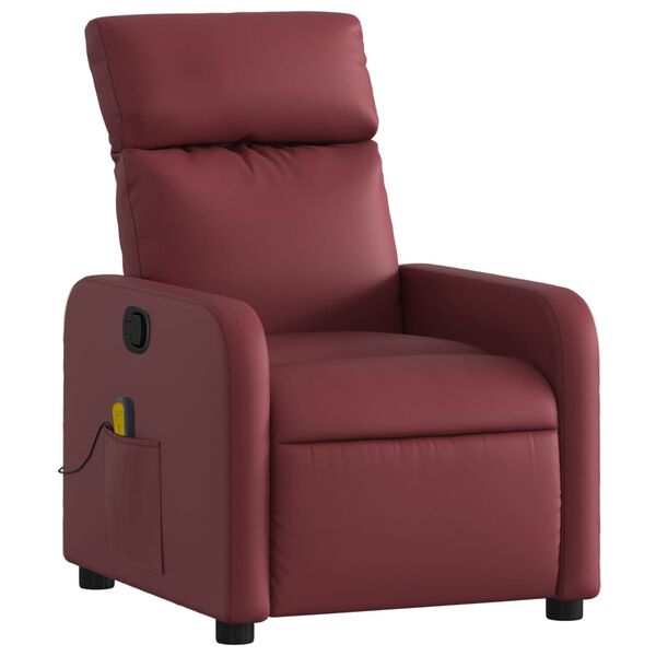 vidaXL Sillón de masaje reclinable cuero sintético rojo tinto