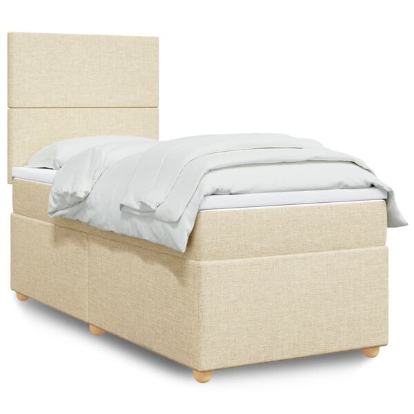 vidaXL Cama box spring con colch&oacute;n tela color crema 80x200 cm