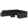 vidaXL Set de sof&aacute;s de jard&iacute;n 11 pzas y cojines rat&aacute;n sint&eacute;tico negro