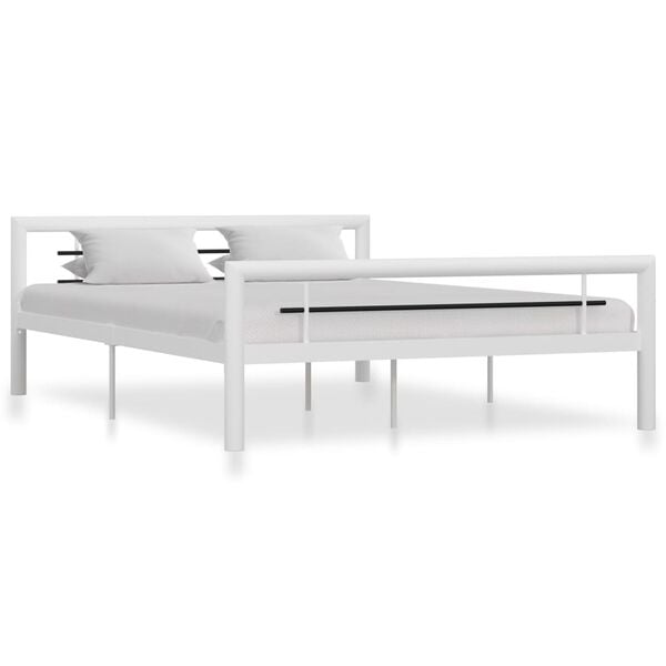 vidaXL Estructura de cama sin colchón metal blanco y negro 140x200 cm