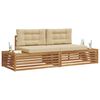 vidaXL Conjunto de sof&aacute;s de exterior con coj&iacute;n 2 Pieza Natural y Beige