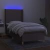 vidaXL Cama box spring colch&oacute;n y luces LED tela gris taupe 100x200 cm