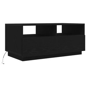 vidaXL Mesa de centro con luces LED roble negro 90x49x40 cm