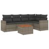 vidaXL Set de muebles de jard&iacute;n 6 pzas y cojines rat&aacute;n sint&eacute;tico gris