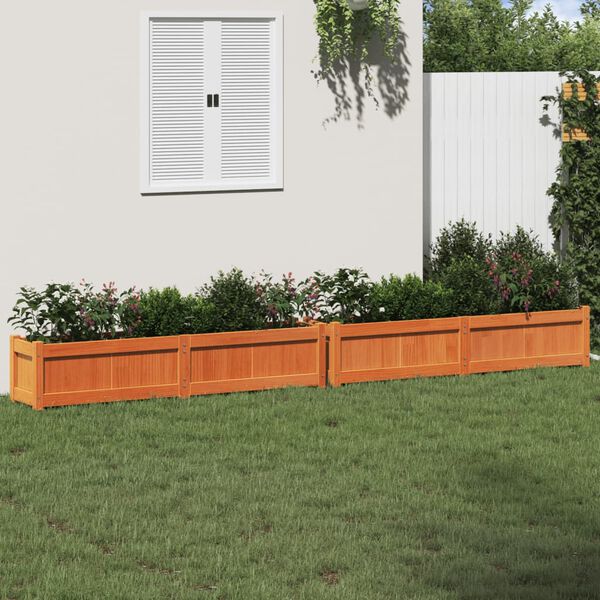 vidaXL Jardineras de exterior 2 uds madera maciza de pino marr&oacute;n cera