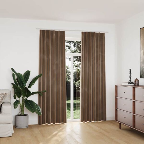 vidaXL Cortinas opacas con ganchos 2 pzas terciopelo beige 140x225 cm