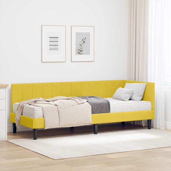 vidaXL Estructura de Cama Esquina con Colch&oacute;n 2 pcs Amarillo