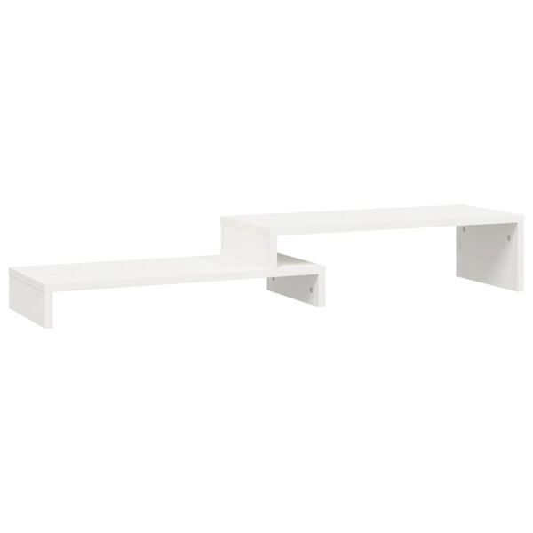 vidaXL Soporte de monitor madera maciza pino blanco (52-101)x22x14 cm