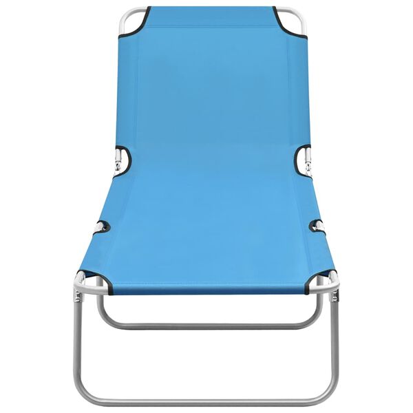 vidaXL Tumbona plegable de acero y tela azul turquesa