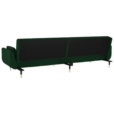 vidaXL Sofá cama de 2 plazas con dos cojines terciopelo verde oscuro