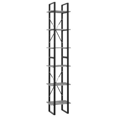 vidaXL Estantería de 6 niveles contrachapada gris hormigón 40x30x210cm