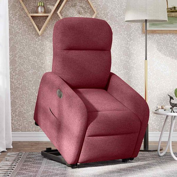 vidaXL Sillón eléctrico reclinable elevable de tela rojo tinto