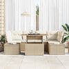 vidaXL Conjunto de sof&aacute; de jard&iacute;n 7 pcs Beige Polirat&aacute;n