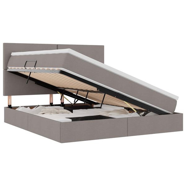 vidaXL Cama con almacenamiento y colch&oacute;n Taup&eacute; 160 x 200 cm Poli&eacute;ster