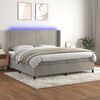 vidaXL Cama box spring colch&oacute;n y LED terciopelo gris claro 200x200 cm