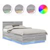 vidaXL Estructura de cama con tiras LED Gris Sonoma 135 x 190 cm