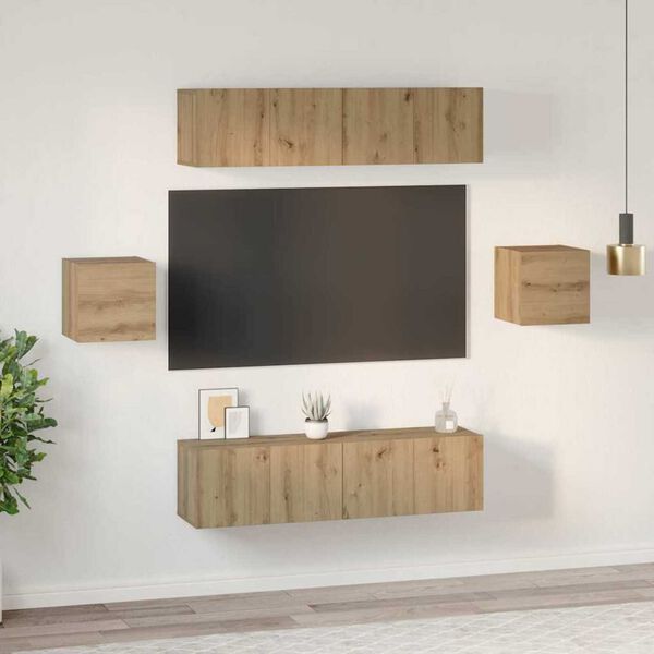 vidaXL Conjunto de mueble de TV 6 pcs Roble artesanal