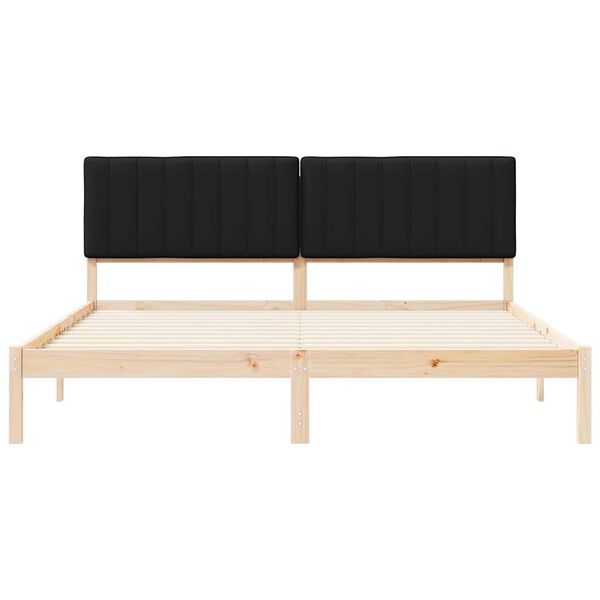 vidaXL Estructura de Cama con Cabecera Tapizada Negro 180 x 200 cm