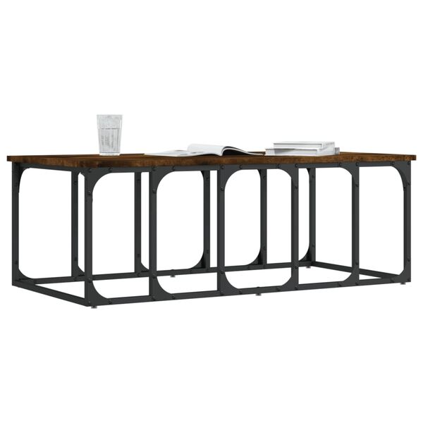 vidaXL Mesa de centro madera ingenier&iacute;a roble ahumado 100x50x35,5 cm