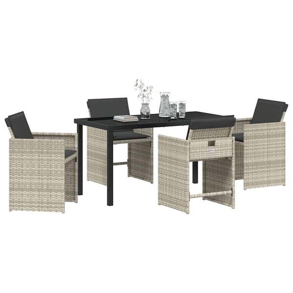 vidaXL Conjunto de Comedor de Jardín 5 pcs Gris Claro ratán sintético