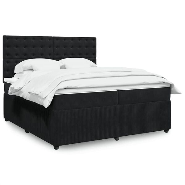vidaXL Cama box spring con colch&oacute;n terciopelo negro 200x200 cm