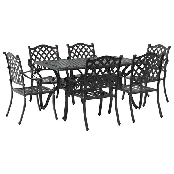 vidaXL Conjunto de Comedor de Jard&iacute;n 7 pcs Negro Aluminio