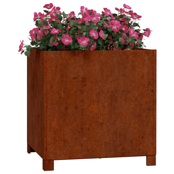vidaXL Jardineras con patas 2 udss acero corten oxidado 50x50x50 cm