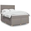 vidaXL Cama box spring con colch&oacute;n tela gris taupe 140x190 cm