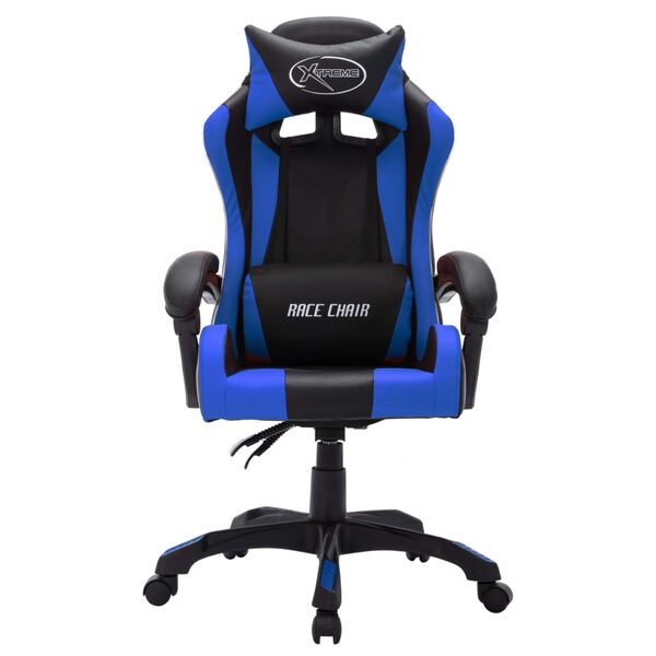 vidaXL Silla gaming con luces LED RGB cuero sintético azul y negro