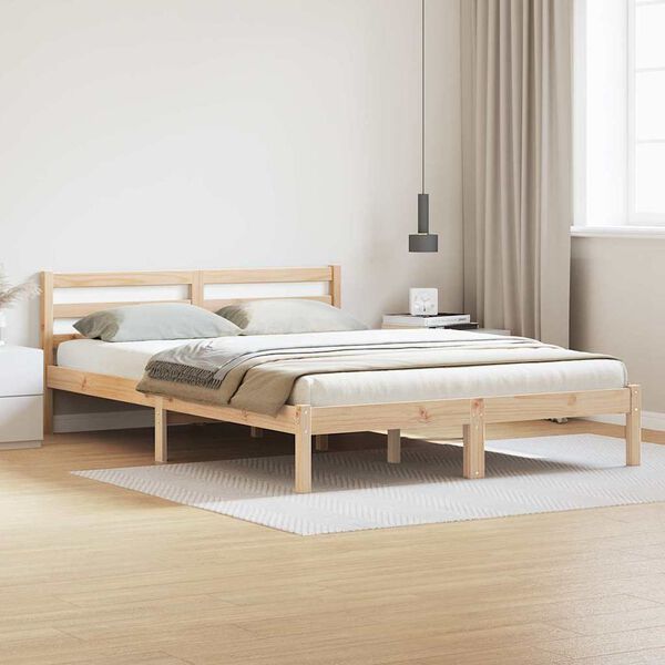 vidaXL Estructura de cama con cabecera Marrón 208.6 x 157.6 x 69.4 cm
