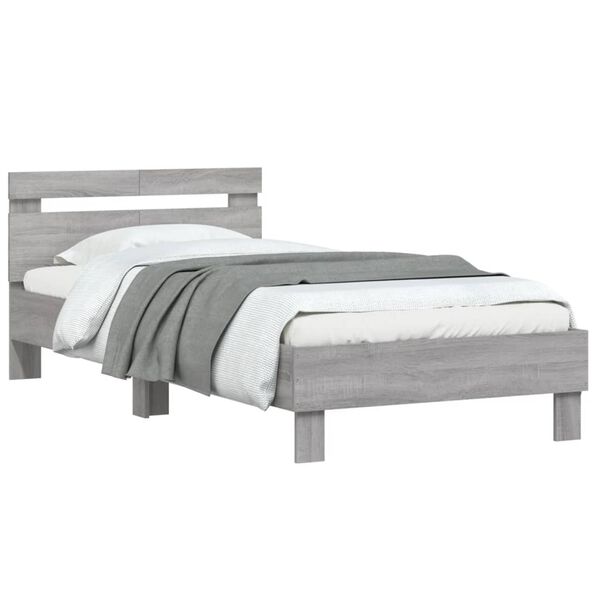 vidaXL Cama con cabecero madera de ingenier&iacute;a gris Sonoma 100x200 cm