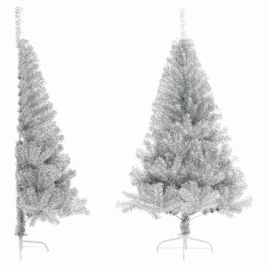 vidaXL Medio &aacute;rbol de Navidad artificial con soporte PET plata 120 cm