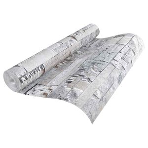 vidaXL Papel tapiz 3D de piedra Gris 10 x 0,53 m Tela no tejida
