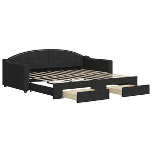 vidaXL Sof&aacute; cama nido con cajones tela negro 90x190 cm