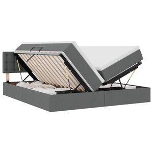 vidaXL Cama con almacenamiento con colch&oacute;n Gris oscuro 200 x 200 cm